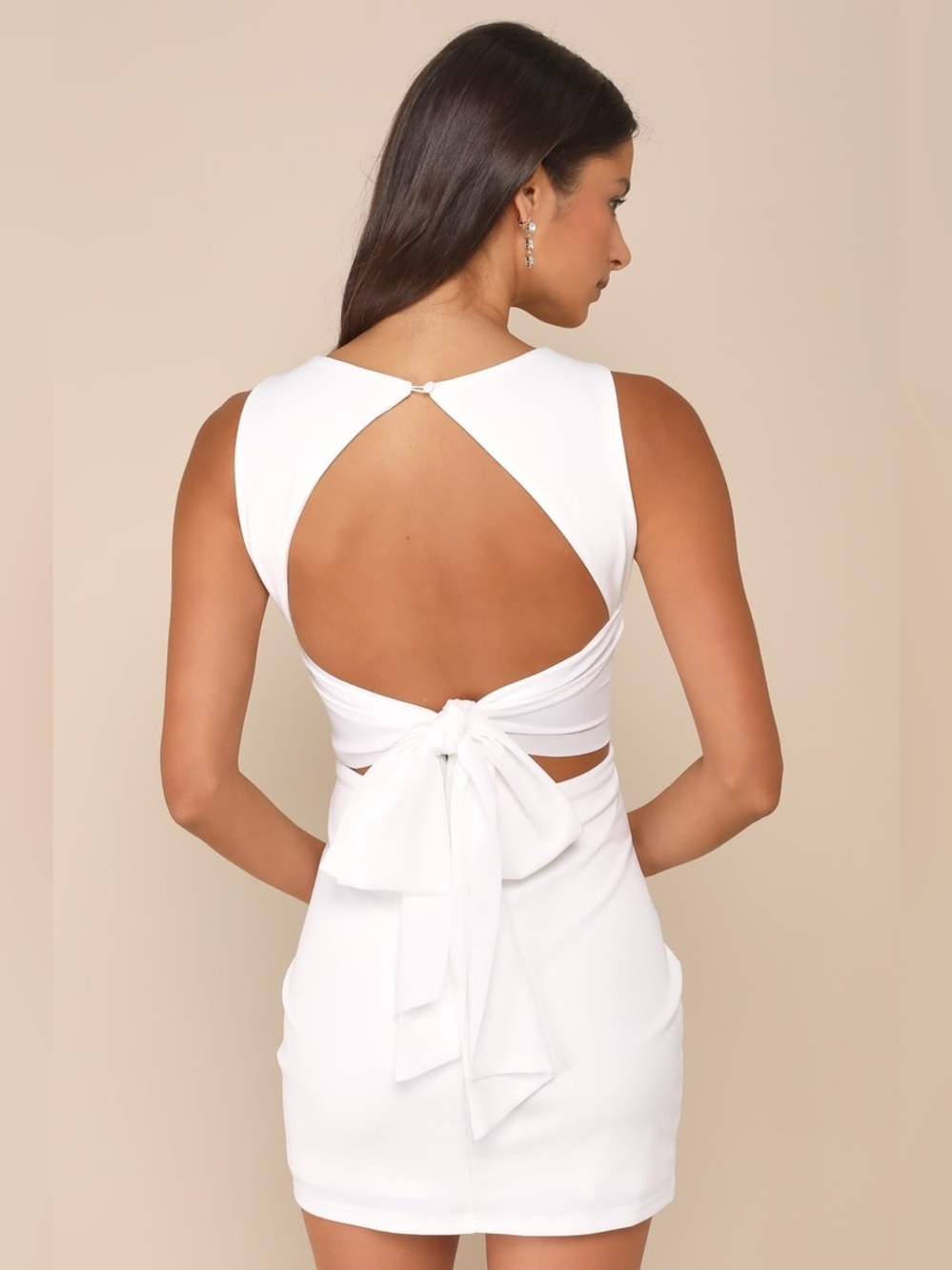 Lulus Confident Cutie White Tie Back Sleeveless Mini Dress small nwt